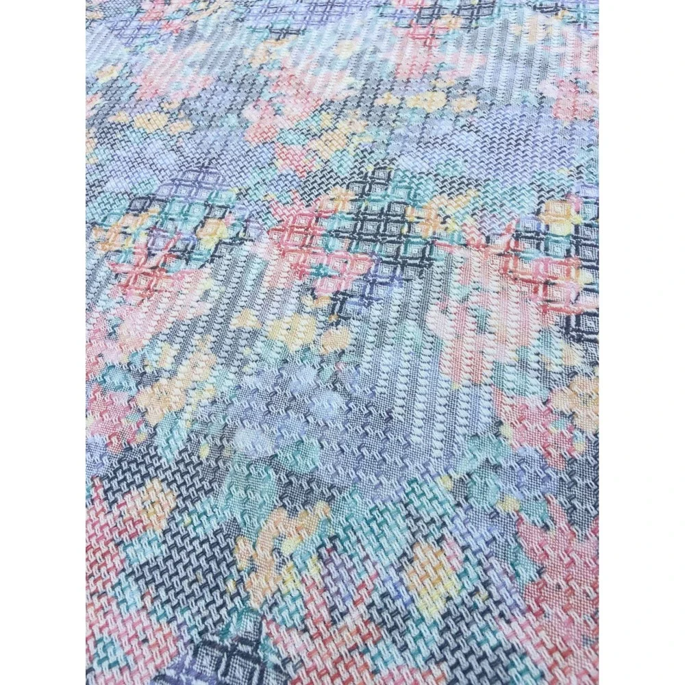 Sugar Grove Weavers Pastel Floral Woven Throw Blanket Fringed Tapestry 47x57 USA